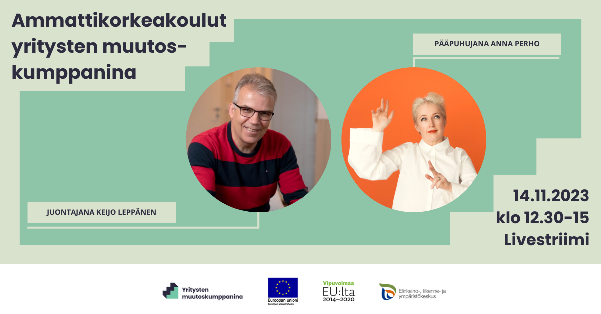 Livestriimi: Ammat­ti­kor­kea­koulut yritysten muutos­kump­panina&nbsp;&nbsp;ti 14.11. klo 12:30–15